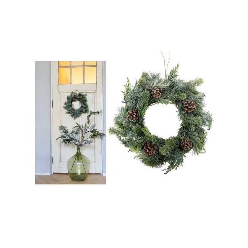 GHIRLANDA DI PINO CON GHIACCIO E PIGNE ø40cm