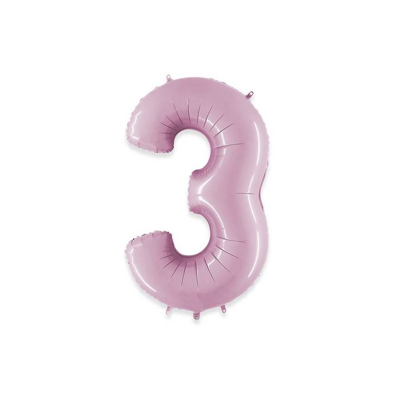 PALLONE NUMERO 3 MYLAR 102cm 40 ROSA