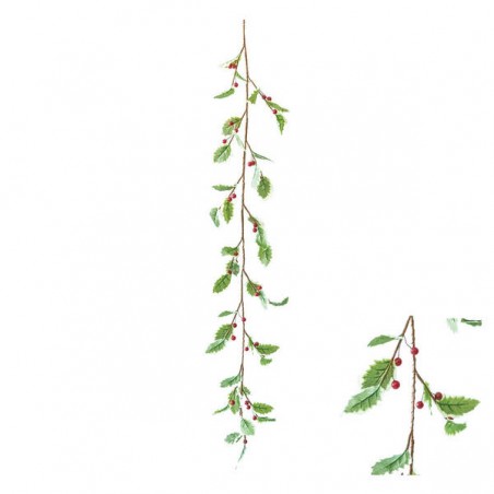 GHIRLANDA VERDE CON BACCHE ROSSE 120cm