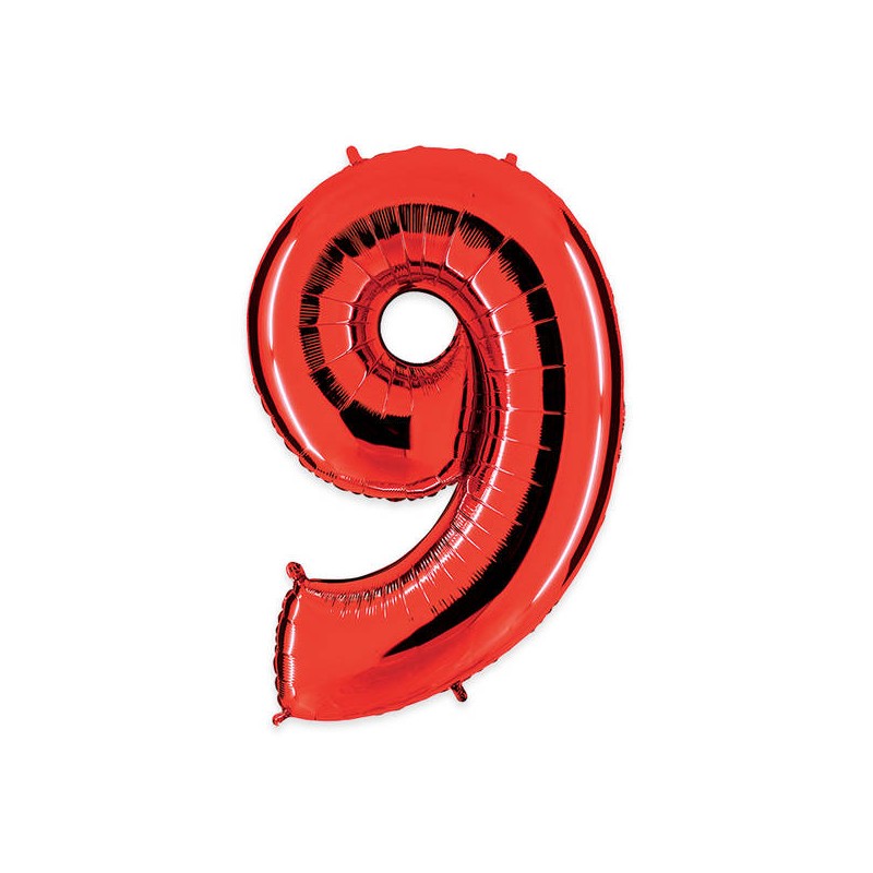 PALLONE NUMERO 9 MYLAR 102cm 40 ROSSO