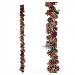 GHIRLANDA C/PIGNE E STELLE ROSSE 120cm