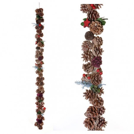 GHIRLANDA C/PIGNE E STELLE ROSSE 120cm