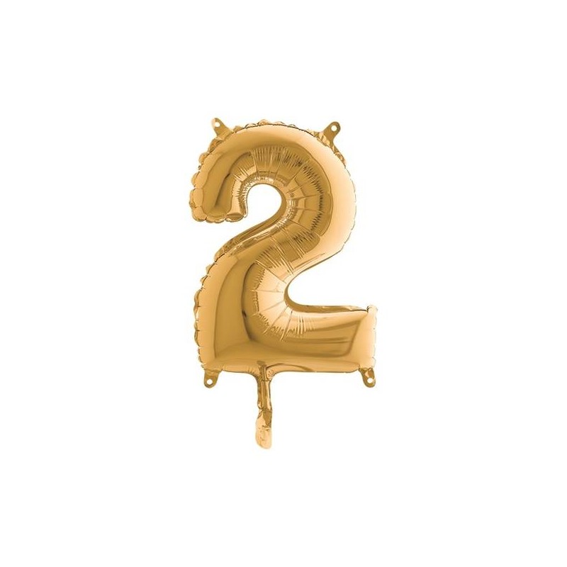 PALLONE NUMERO 2 MYLAR 36cm ORO