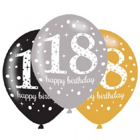 PALLONCINI LATTICE LARGE SPARKLING BIRTHDAY 18 ANNI 6pz