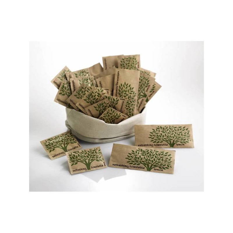 SALVIETTINE MONOUSO LIMONE NATURA GREEN 6x8cm 150pz COMPOSTABILE