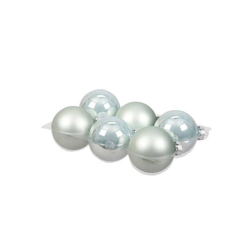 PALLINE VETRO ø80mm GRIGIO OSTRICA 6pz