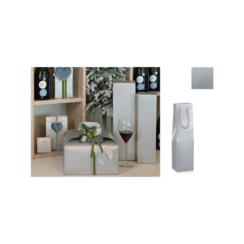 SHOPPER 1 BOTTIGLIA 11,5x11,5x38cm SKIN ARGENTO