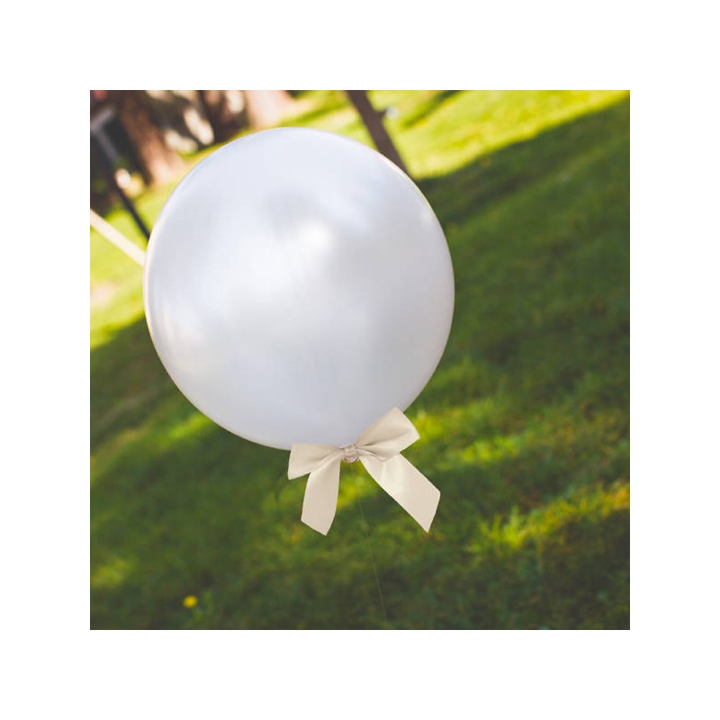 PALLONCINI BIANCO PERLA + FIOCCHI SATIN AVORIO 4pz