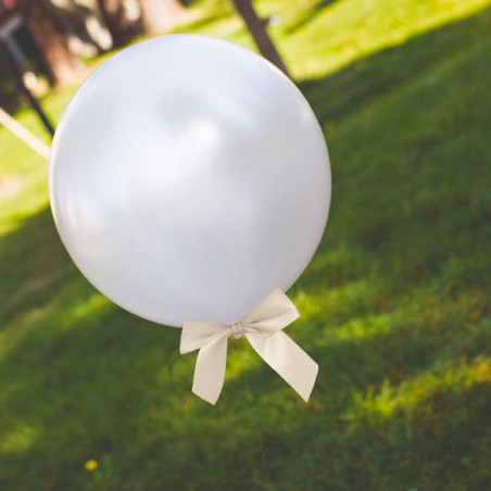PALLONCINI BIANCO PERLA + FIOCCHI SATIN AVORIO 4pz