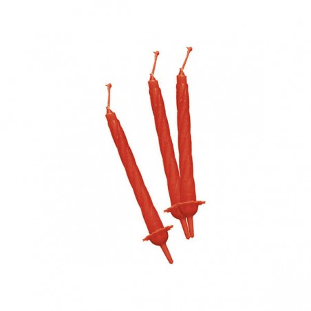 CANDELINE C/SUPPORTO 12pz 8cm ROSSO