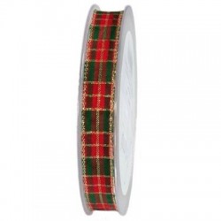 NASTRO TESSUTO LAME' SCOZZESE mm25x20mt ROSSO-VERDE-ORO