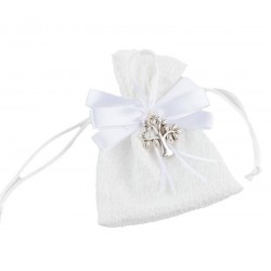 SACCHETTO BIANCO C/ALBERO VITA METALLO H.11cm 12pz