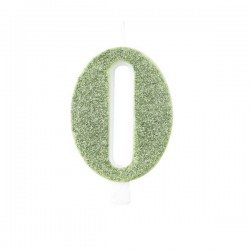 CANDELINA NUMERO 0 GLITTER SALVIA 9,5cm
