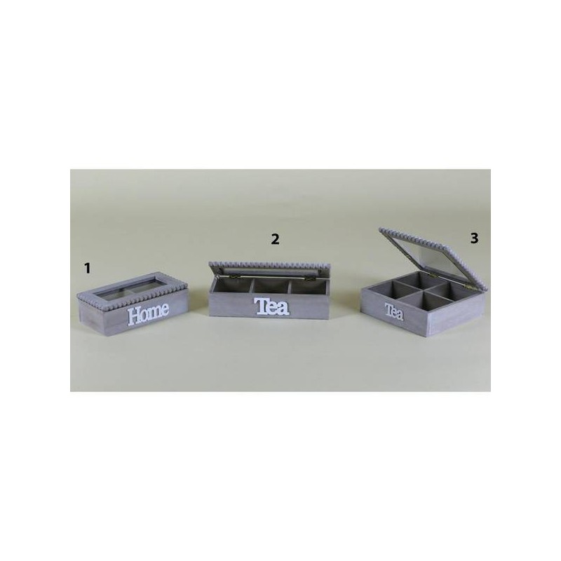 SCATOLA LEGNO PORTA TE' MARRONE HOME 20x10x6cm