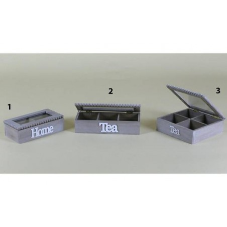 SCATOLA LEGNO PORTA TE' MARRONE HOME 20x10x6cm