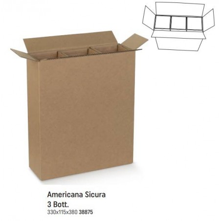 SCATOLA AMERICANA SICURA PORTA 3 BOTTIGLIE 33x11,5x38cm