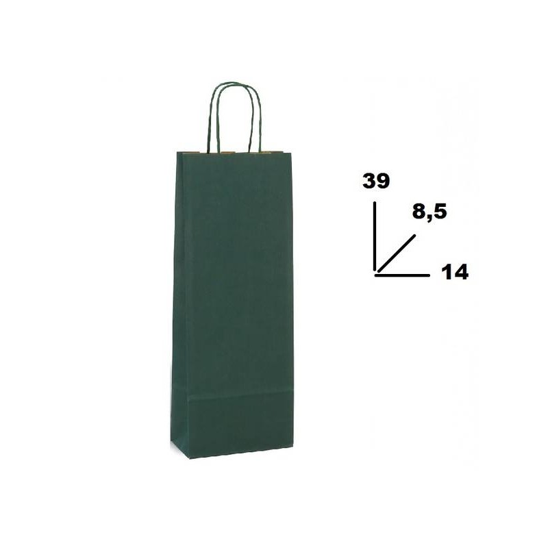 BORSA CARTA COLOR BOTTIGLIA MIS.14+8,5x39cm VERDE 560