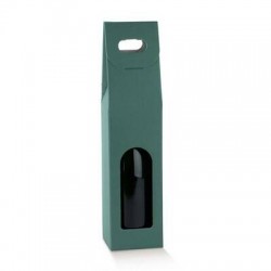 SCATOLA 1 BOTTIGLIA C/FINESTRA 9x9x38,5cm FIBRA VERDE