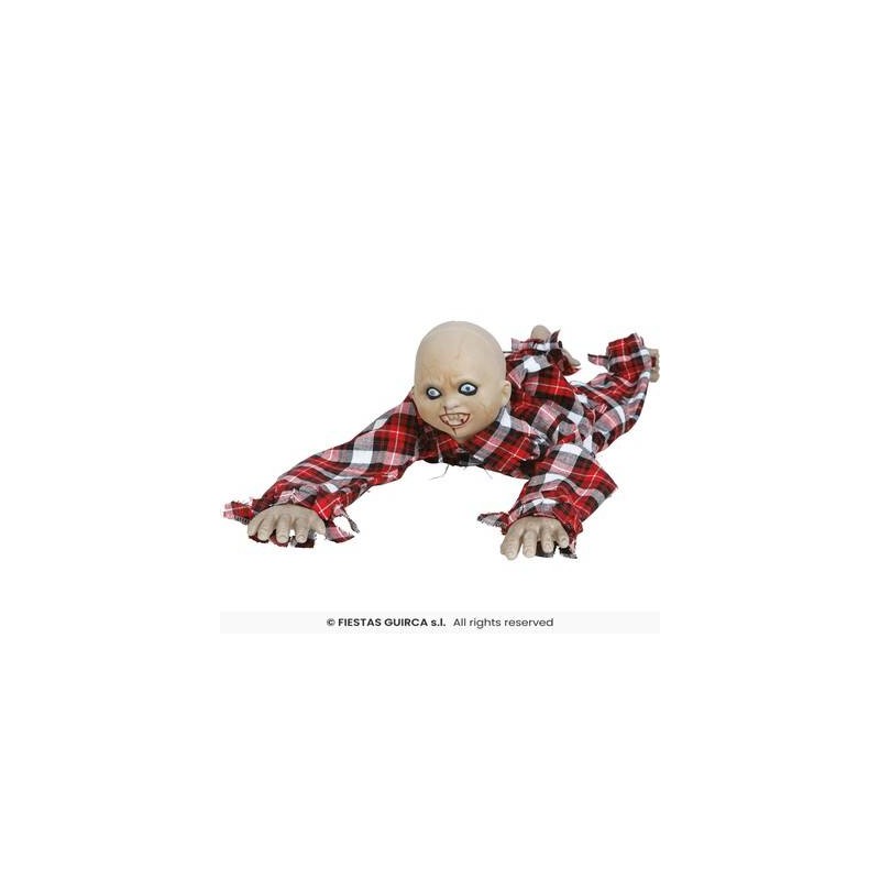 BAMBINO ZOMBIE STRISCIANTE CON LUCE E MOVIMENTO 90cm