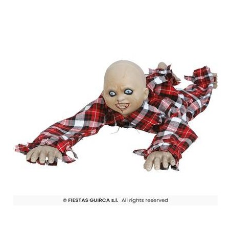 BAMBINO ZOMBIE STRISCIANTE CON LUCE E MOVIMENTO 90cm
