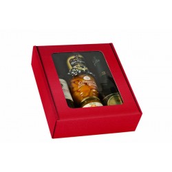 CANTINETTA 3 BOTTIGLIE ONDA ROSSO C/FINESTRA 29,5X33,5X9