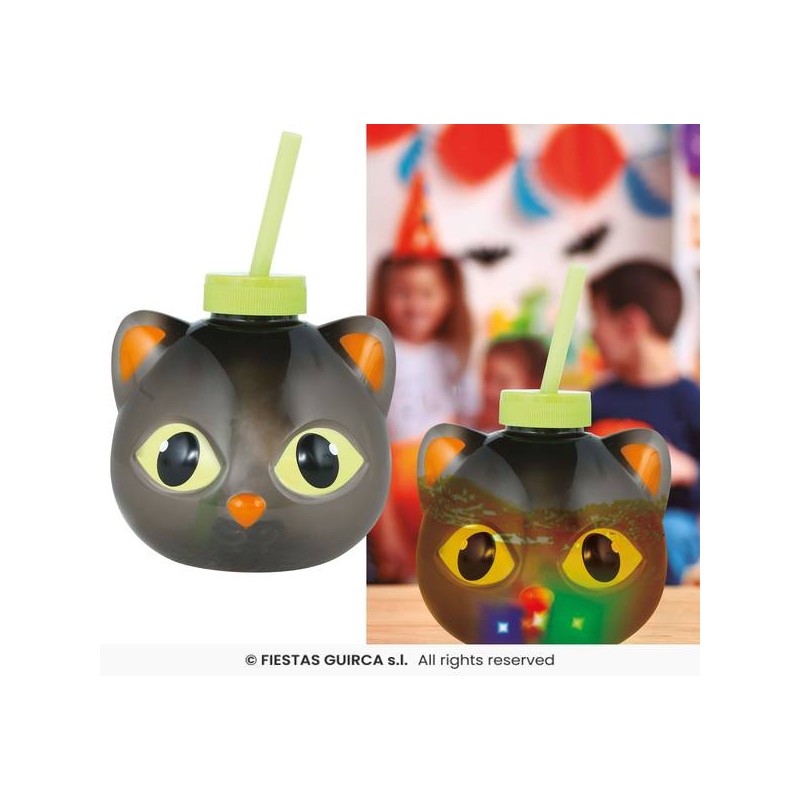 BICCHIERE CON CANNUCCIA GATTO E LED