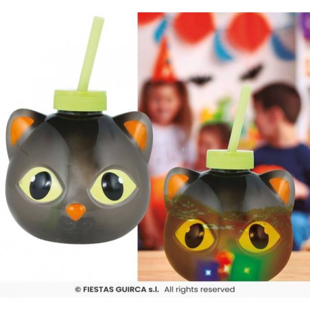 BICCHIERE CON CANNUCCIA GATTO E LED