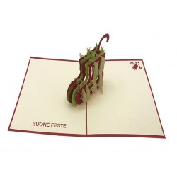 BIGLIETTO AUGURI ORIGAMI CALZA DI NATALE