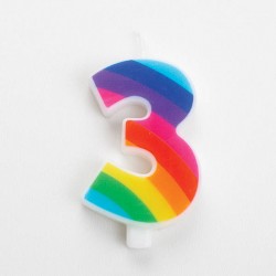 CANDELINA NUMERO 3 SCINTILLANTI RAINBOW 9,5cm