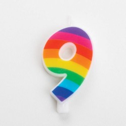 CANDELINA NUMERO 9 SCINTILLANTI RAINBOW 9,5cm