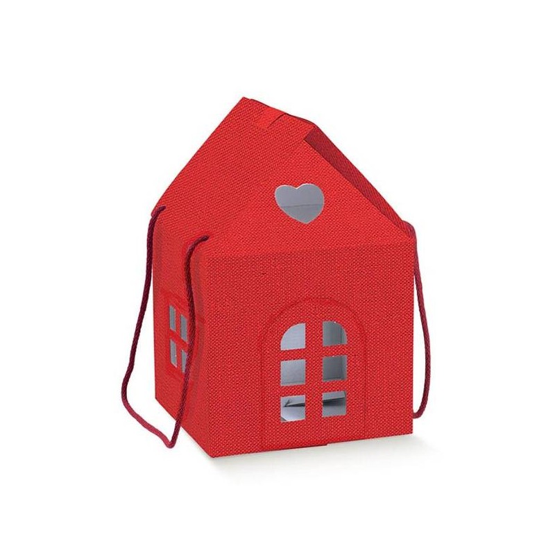 CASETTA C/CORDINI 24,5x24,5x15cm LINO ROSSO