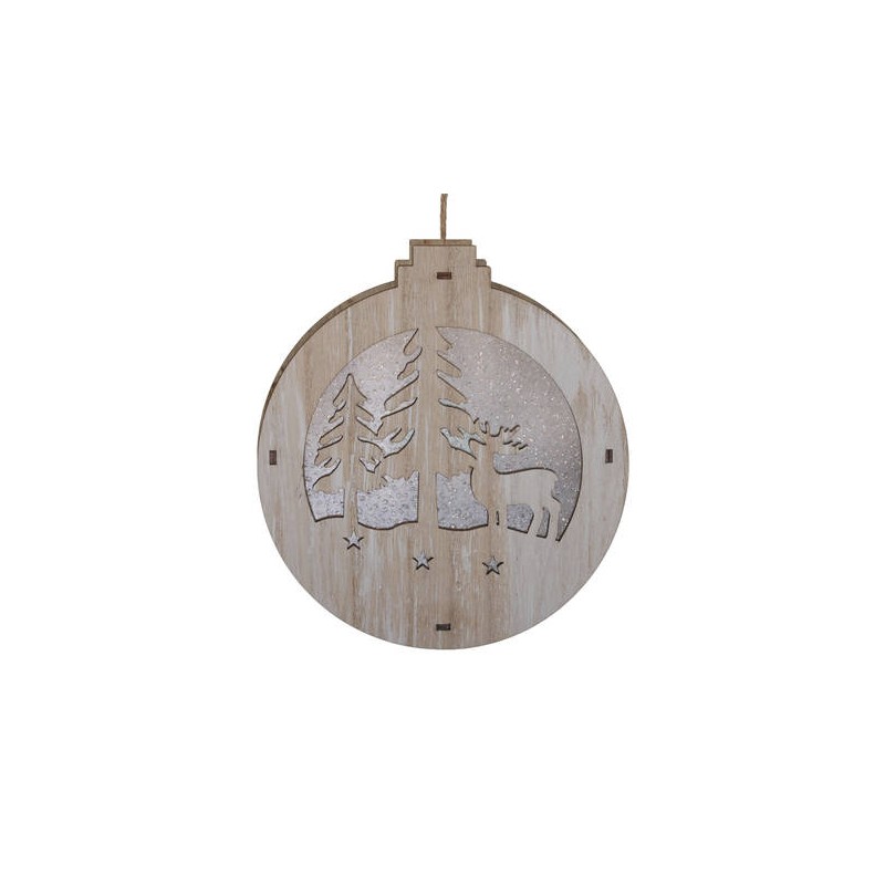 PALLA DI LEGNO CON LUCE E DECO ø15x13,5x3cm