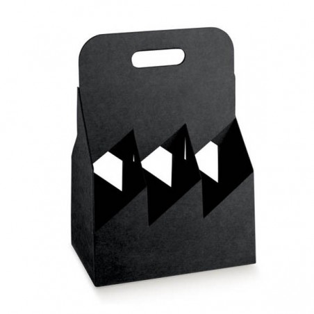 CESTELLO 6 BOTTIGLIE 19,5x13x29cm KRAFT NERO