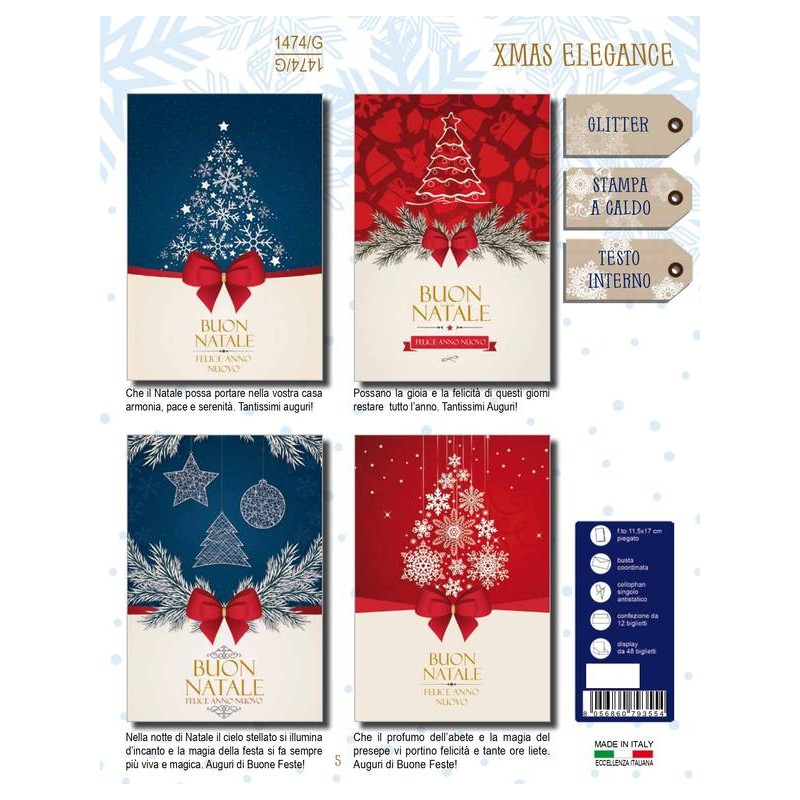 BIGLIETTO AUGURI NATALE 1474/G XMAS ELEGANCE