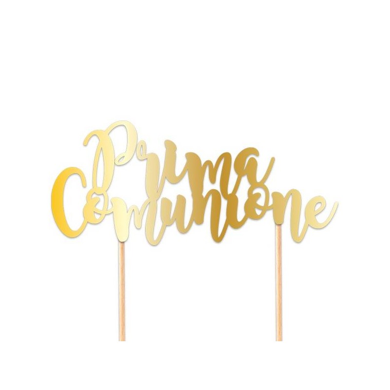 CAKE TOPPER PRIMA COMUNIONE 20x16cm GOLD METAL