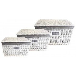 BAULE VIMINI LUDO BIANCO SET 3/3 60x40x40cm CEP01515