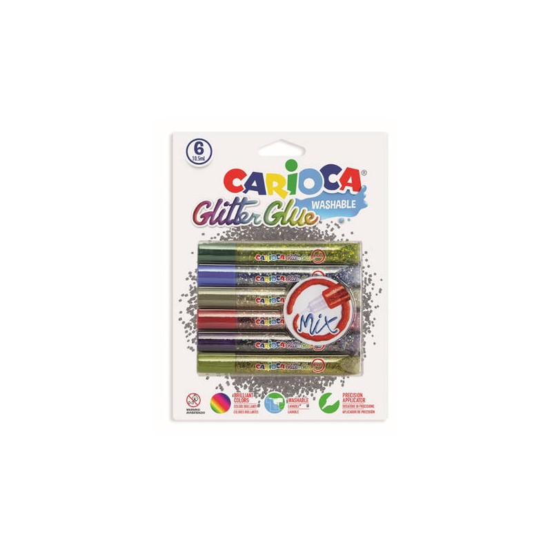 CARIOCA GLITTER GLUE MULTICOLOR MIX 6pz