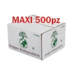 SHOPPER MAXI BIO COMPOST BIANCHE EN13432 30x10+10x60cm 500pz