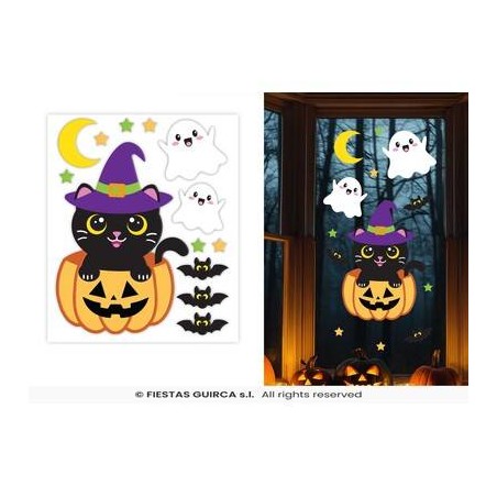 VETROFANIA GEL GATTO CON ZUCCA 40x50cm