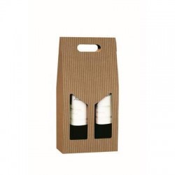 SCATOLA 2 BOTTIGLIE C/MAN.E FIN.18x9x38cm ONDA AVANA