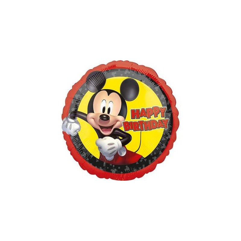 PALLONE MYLAR TONDO MICKEY BUON COMPLEANNO 43cm
