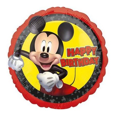 PALLONE MYLAR TONDO MICKEY BUON COMPLEANNO 43cm