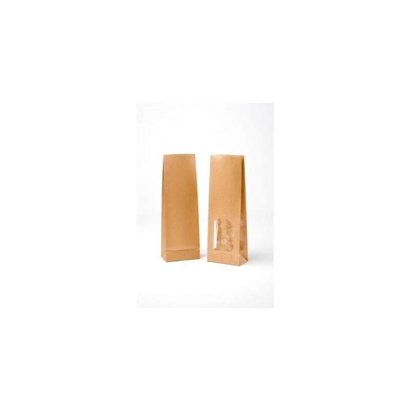 SACCHETTO B/QUADRA KRAFT AVANA ANTIGRASSO C/FINESTRE 8+5x28cm 10pz