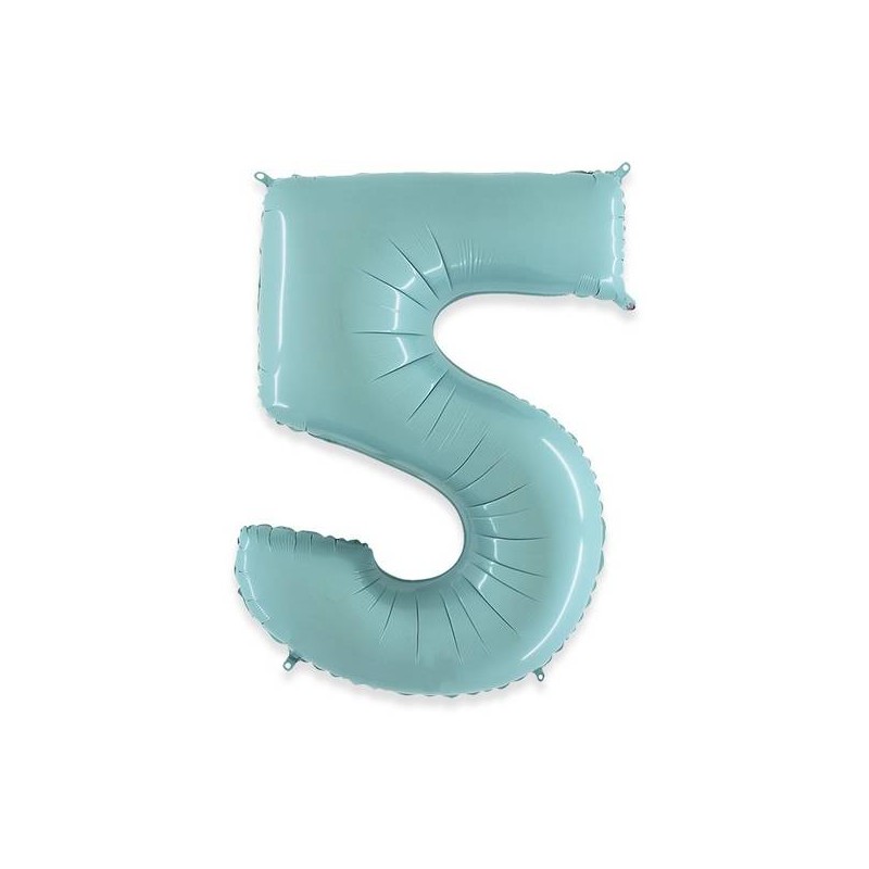 PALLONE NUMERO 5 MYLAR 102cm 40 CELESTE