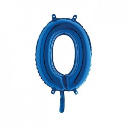 PALLONE NUMERO 0 MYLAR 14" 36cm BLU