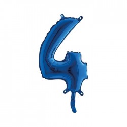 PALLONE NUMERO 4 MYLAR 14" 36cm BLU
