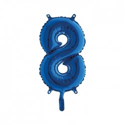 PALLONE NUMERO 8 MYLAR 14" 36cm BLU