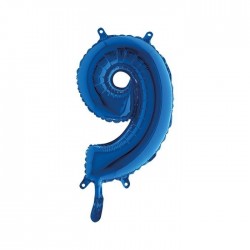 PALLONE NUMERO 9 MYLAR 14" 36cm BLU