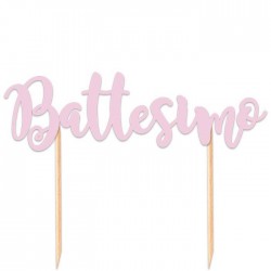 CAKE TOPPER ITALIC BATTESIMO ROSA 20x13cm