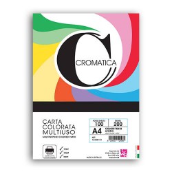 RISMA CROMATICA CARTA A4 200gr COLORI TENUI ASSORTITI 100fg